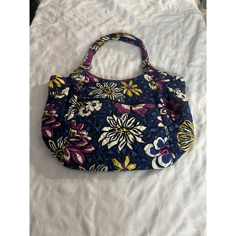 vera bradley African Violet Crescent Large Tote Handbag Purse Shoulder Bag - Picture 1 of 10
